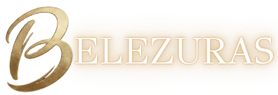 Gold 'Belezuras' logo on a white background